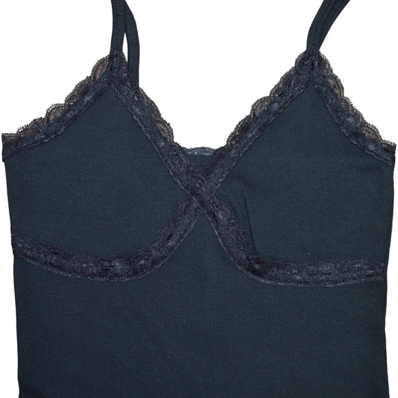Wild Fable Black Fine Ribbed Knit Bodycon Lace Trim Slip Dress, Size XXS NEW! - Picture 3 of 7
